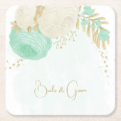 Romantische Pfefferminze, grün-weiße Blume Gold Rechteckiger Pappuntersetzer (Vorderseite)