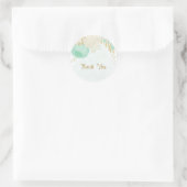 Romantische Pfefferminze, grün-weiße Blume Gold Runder Aufkleber (Tasche)