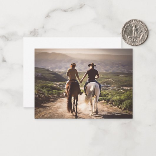 Romantische Pferderennfahrer mit bemalten Händen Mitteilungskarte (Vorderseite/Rückseite Beispiel)