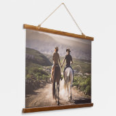 Romantische Pferderennfahrer mit bemalten Händen Wandteppich Mit Holzrahmen (Gewinkelt)