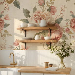 Romantische Pfingstrose & Rose Alter Garten Tapete