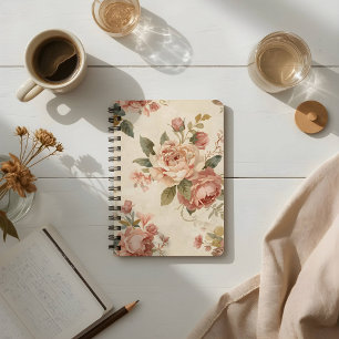 Romantische Pfingstrose & Rose Vintage Garten Notizblock
