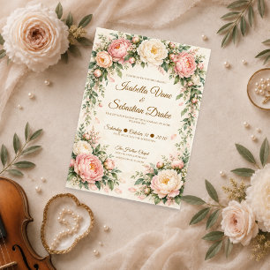 Romantische Pfingstrosen-Hochzeit in Blush-Tönen Einladung