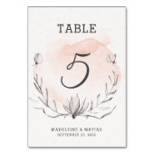 Romantische pfirsich & graue blühende hochzeit Tis Tischnummer (Rückseite)