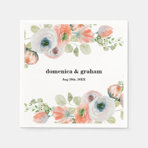 Romantische Pfirsich-Korallen-Blumenhochzeit  Serviette