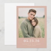 Romantische Pfirsich-Minimalist-Foto Save The Date (Vorne/Hinten)