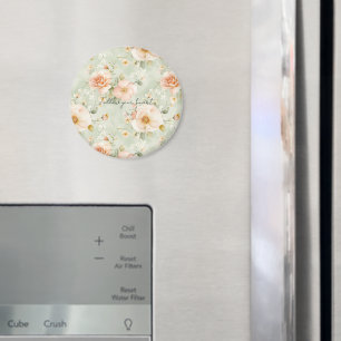 Romantische Pfirsich-Minz-Rosen Floral Magnet
