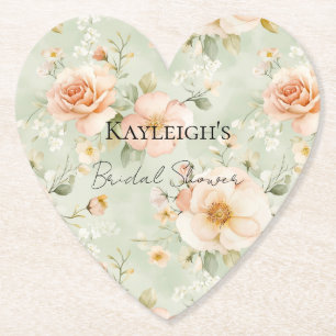 Romantische Pfirsich-Minz-Rosen Florale Hochzeitsd Untersetzer