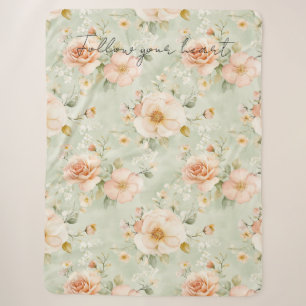 Romantische Pfirsich-Minze-Hübsche-Rosen-Blumen Sherpadecke