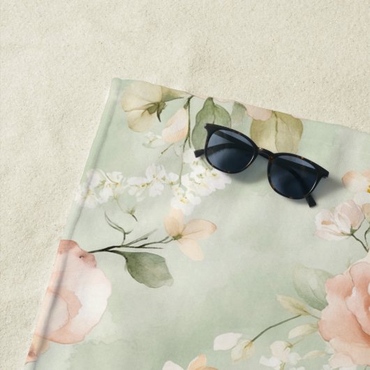 Romantische Pfirsich-Minze-hübsche Rosen Blumen Strandtuch