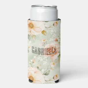 Romantische Pfirsich-Minze-Rosen Floral Selters Dosenkühler