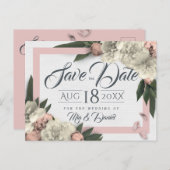 Romantische Pfirsich und weiße Blütenstände Postkarte (Vorne/Hinten)