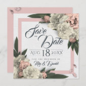 Romantische Pfirsich und weiße Blütenstände Save The Date (Vorne/Hinten)