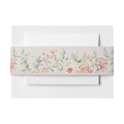 Romantische Pfirsichcreme und die weiße Blüte Einladungsbanderole (Vorderseite Beispiel)