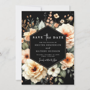 Romantische Pfirsichhochzeit Save The Date