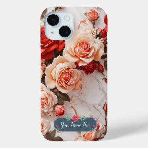 Romantische Pfirsichrosen auf elegantem weißen Mar Case-Mate iPhone Hülle