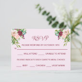 Romantische Pflaume Burgund Blush Pink Wedding RSV Save The Date (Stehend Vorderseite)