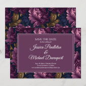 Romantische Pflaumen-Blumen-Hochzeit-Save-Date Save The Date (Vorne/Hinten)