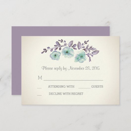 Romantische Pflaumenblüten RSVP-Karten RSVP Karte (Vorne/Hinten)