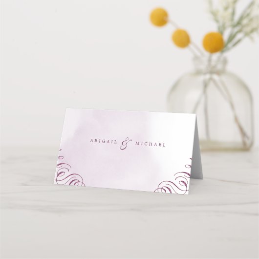 Romantische Pflaumenkalligraphie Platzkarte (Rückseite)