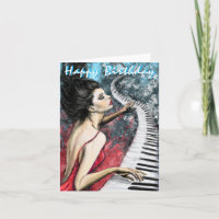 Romantische Piano Lady Geburtstagskarte