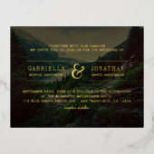 Romantische Pinien, Berge und Seen Folie Einladungspostkarte (Vorderseite)