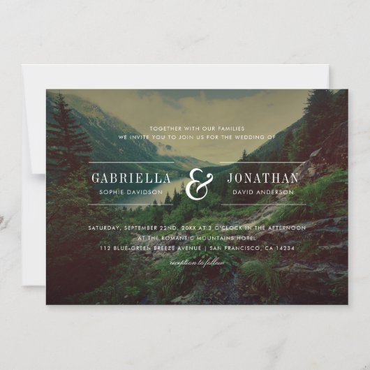 Romantische Pinien Hochzeit in Urlaubsort Magneteinladung (Vorderseite)