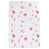 Romantische Pink-Aquarell-Rose Petals Mittlere Geschenktüte (Vorderseite)