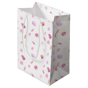 Romantische Pink-Aquarell-Rose Petals Mittlere Geschenktüte