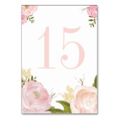 Romantische Pink-Aquarellbäche und Rose Hochzeiten Tischnummer (Rückseite)