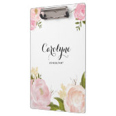 Romantische Pink-Aquarellbäume Blütenblumen Klemmbrett (Links)