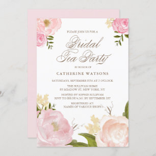 Romantische Pink Blume Bridal Teezeremonie Party Einladung