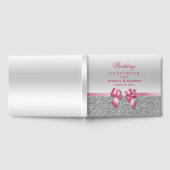 Romantische Pink Bow & Silver Glitzer Hochzeit Gästebuch (Voll)