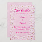 Romantische Pink Cherry Blossom Hochzeit retten da Save The Date (Vorne/Hinten)