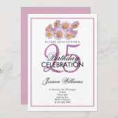 Romantische Pink Daisies zum Geburtstag Einladung (Vorne/Hinten)