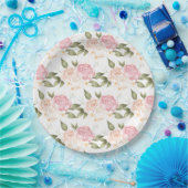 Romantische Pink-Floral-Aquarellschrift Hochzeit Pappteller (Party)