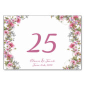 Romantische Pink-Floral-Aquarellschrift Tischnummer (Rückseite)