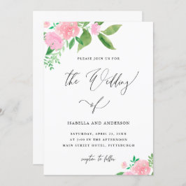Romantische Pink Floral Bouquet Calligraphy Weddin Einladung