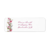 Romantische Pink-Floral-Farbe-Script-Adresse (Vorne)