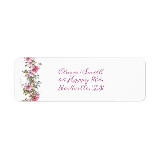 Romantische Pink-Floral-Farbe-Script-Adresse (Vorne)