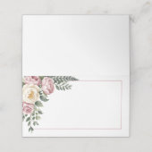 Romantische Pink Garden Peony & Rose Blumenzehen Platzkarte (Außenseite Aufgefaltet)