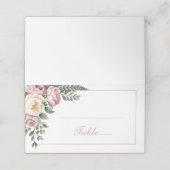Romantische Pink Garden Peony & Rose Blumenzehen Platzkarte (Außenseite Aufgefaltet)