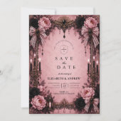Romantische Pink-Gotische Hochzeit Save The Date (Vorderseite)