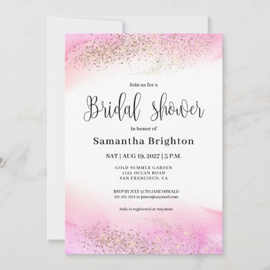 Romantische Pink Hues Bridal Dusche Einladung (Vorderseite)