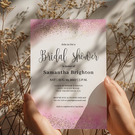 Romantische Pink Hues Bridal Dusche Einladung