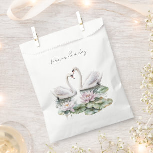 Romantische Pink Lotus Floral Swans Hochzeit Geschenktütchen