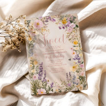 Romantische Pink Pastel Wildblumen Sweet 16 Invita