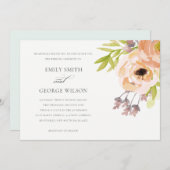 ROMANTISCHE PINK PEACH BLUSH ELEGANT BLUMENFLUSSBR EINLADUNG (Vorne/Hinten)