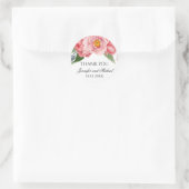 Romantische Pink Peonies Wedding Vielen Dank Runder Aufkleber (Tasche)
