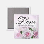 Romantische Pink Roses Personalisiert Keepake Wedd Magnet (Vorderseite/Rückseite)